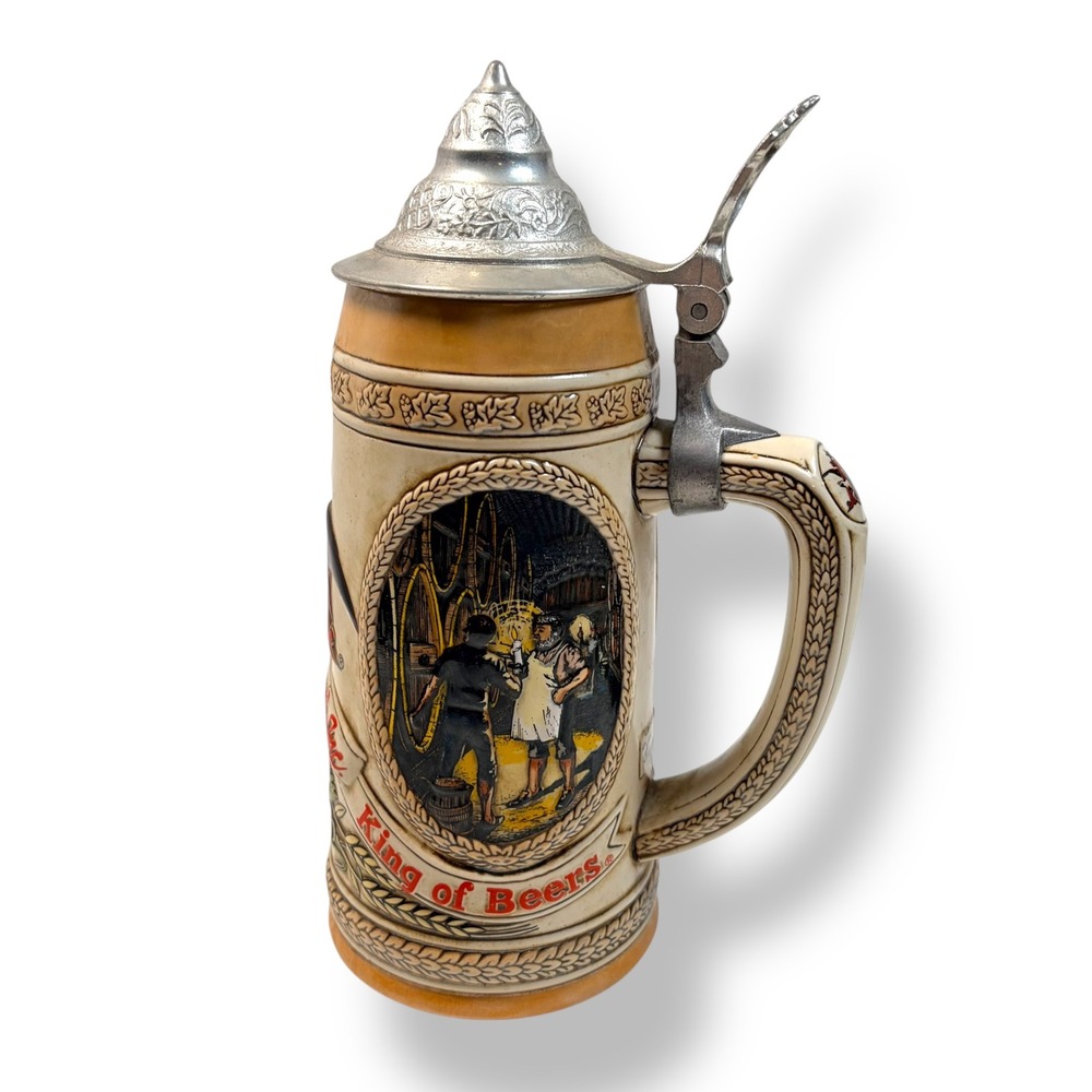 Budweiser‎ Beer Stein OS Beige E Series 42306 Limited Edition Cooperage Process